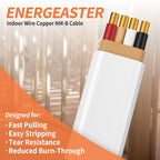 Energeaster Solid Indoor 14/3 NM-B Copper Cable with Ground 25FT, White