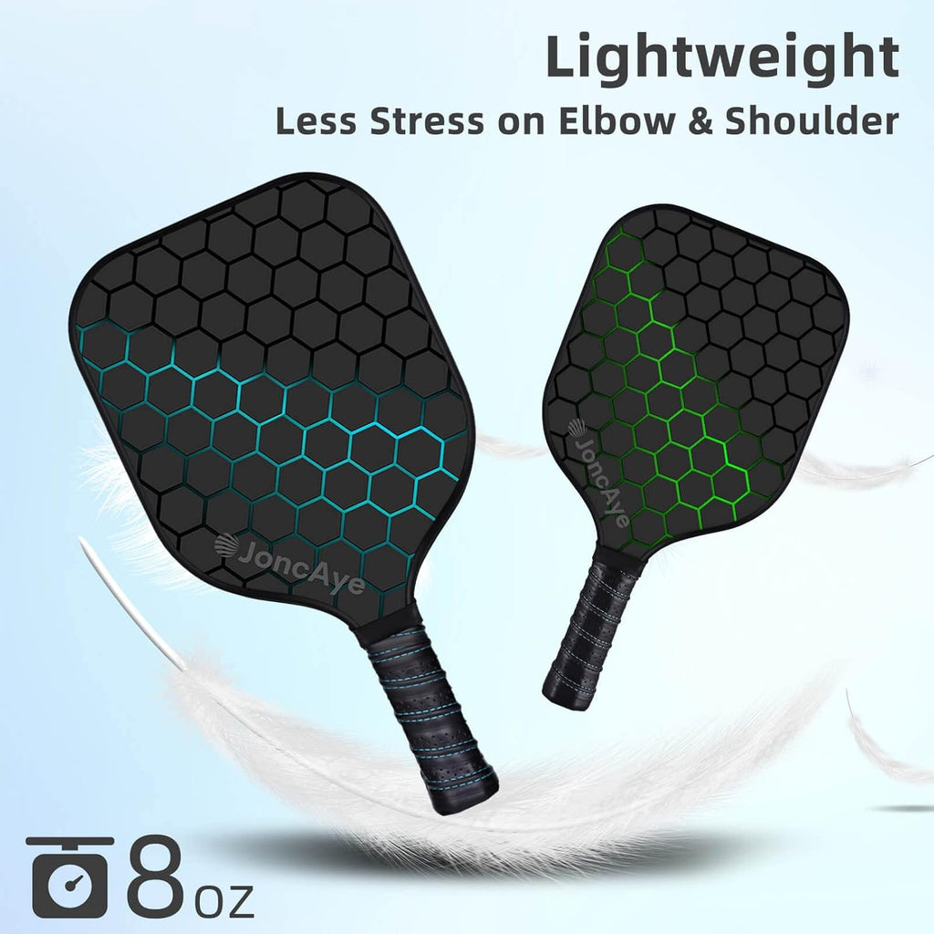 Pickleball Paddles Set of 4 or 2, USAPA Approved Fiberglass Rackets | with Outdoor Indoor Balls, Bag, Overgrip
