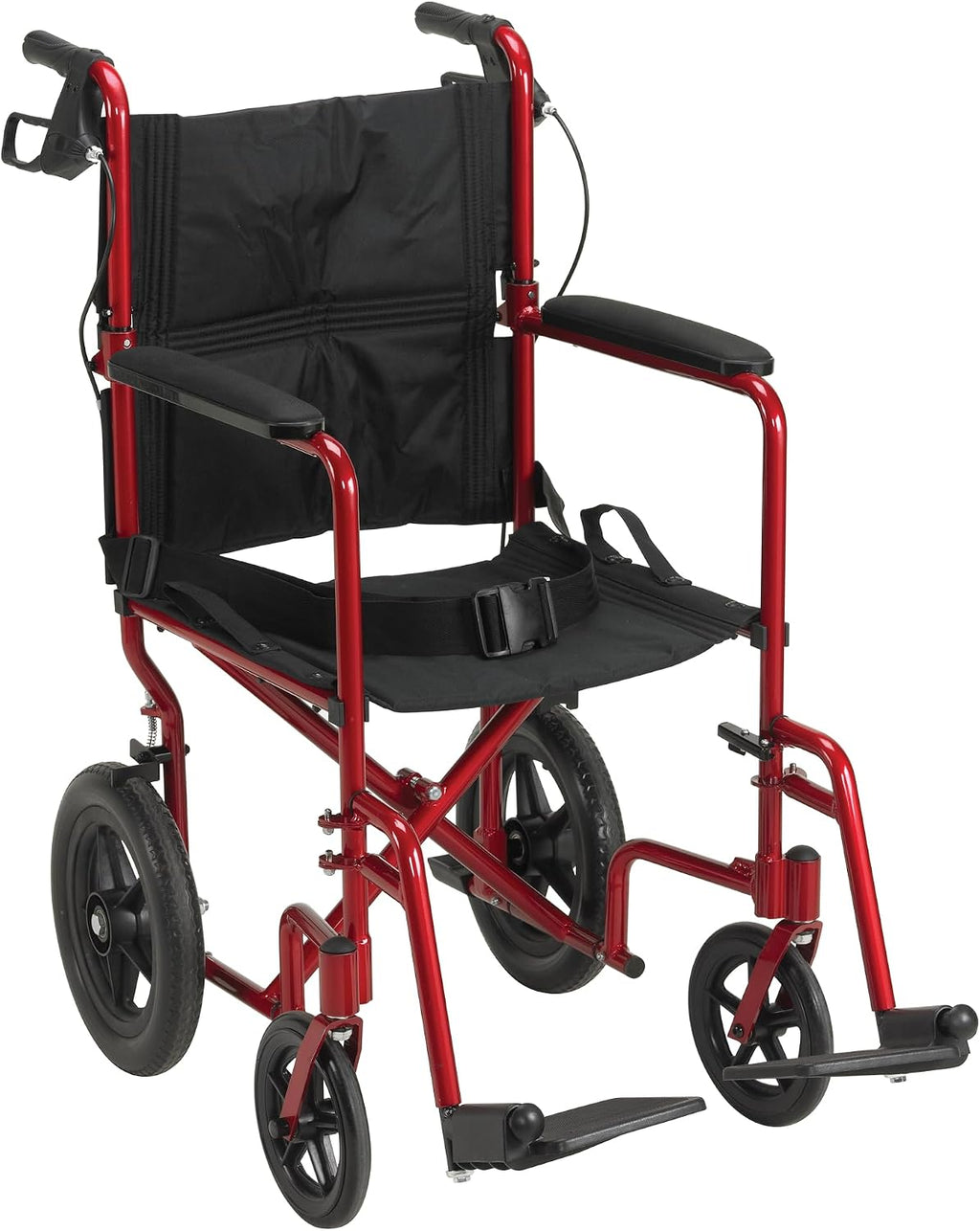 Lightweight Expedition Transport Wheelchair with Hand Brakes, Red