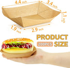 200 Pack 1/4lb Kraft Paper Food Boats, Mini Nacho Trays Bulk for Party Snacks