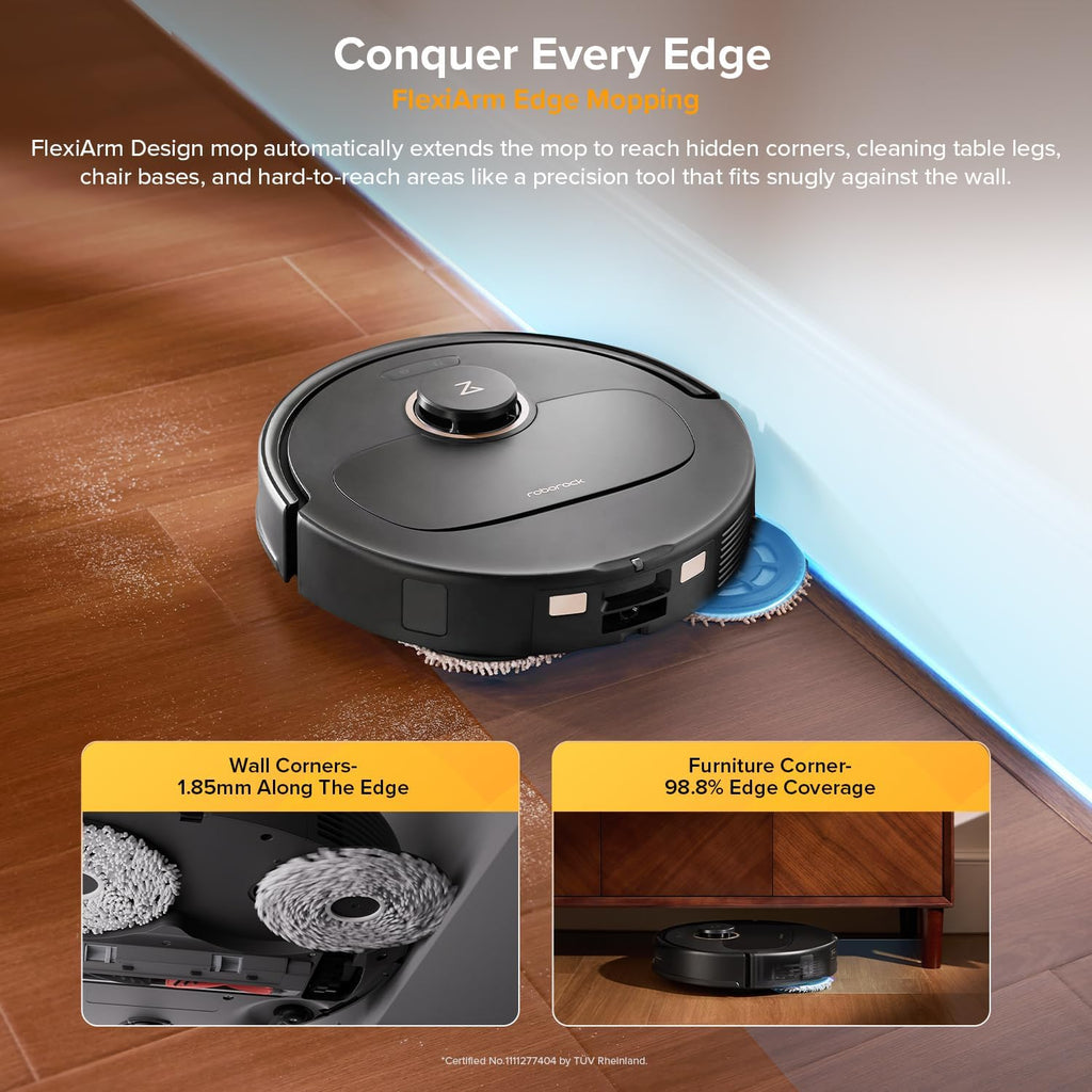 Qrevo S5V Robot Vacuum and Mop, FlexiArm Edge Mopping | 12,000Pa, Dual Zero-Tangle System, Smart Obstacle Avoidance