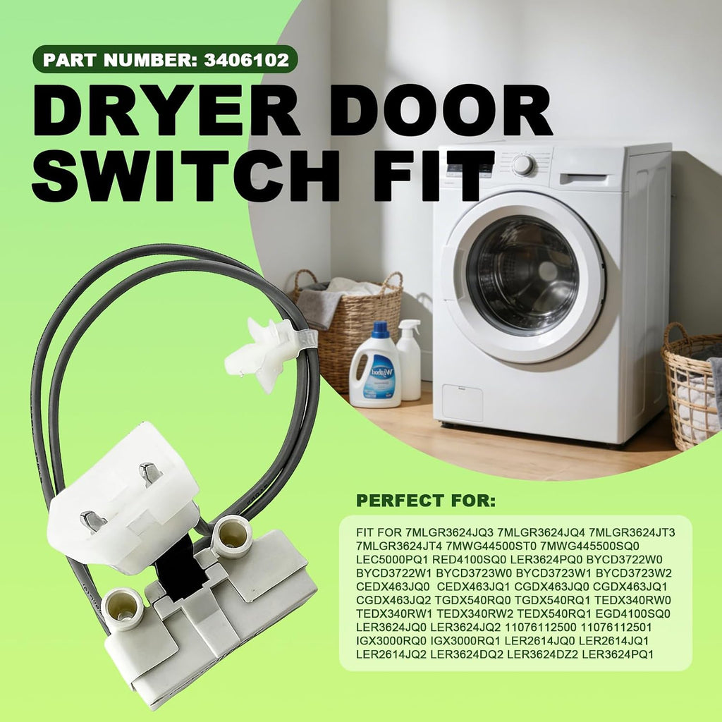 Dryer Door Switch for Whirlpool KitchenAid Jenn-Air Amana Replace 3406102