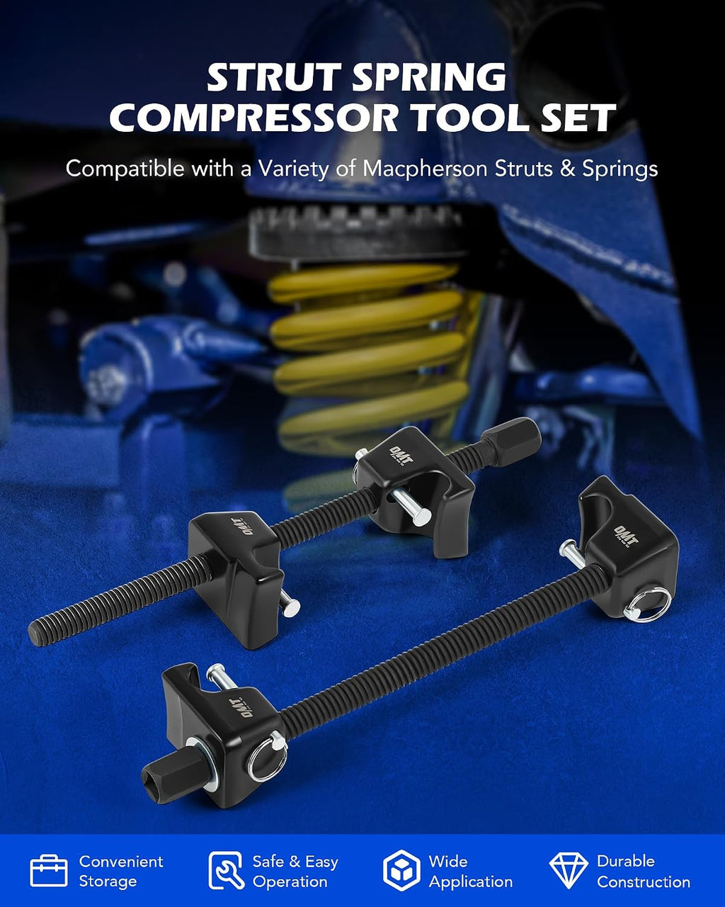 OMT Macpherson Strut Spring Compressor Tool Set with 10.5" Range