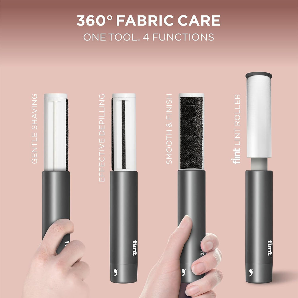 All-in-One Fabric Shaver, Compact, Retractable & Travel-Friendly Fuzz Remover with 2 Fabric-Safe Care Surfaces, Lint