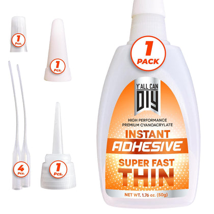 1 Pk X 1.76 Oz. (50g) CA Glue - Thin Cyanoacrylate Based Super Glue for Woodworking - Model Car Adhesive, Strong