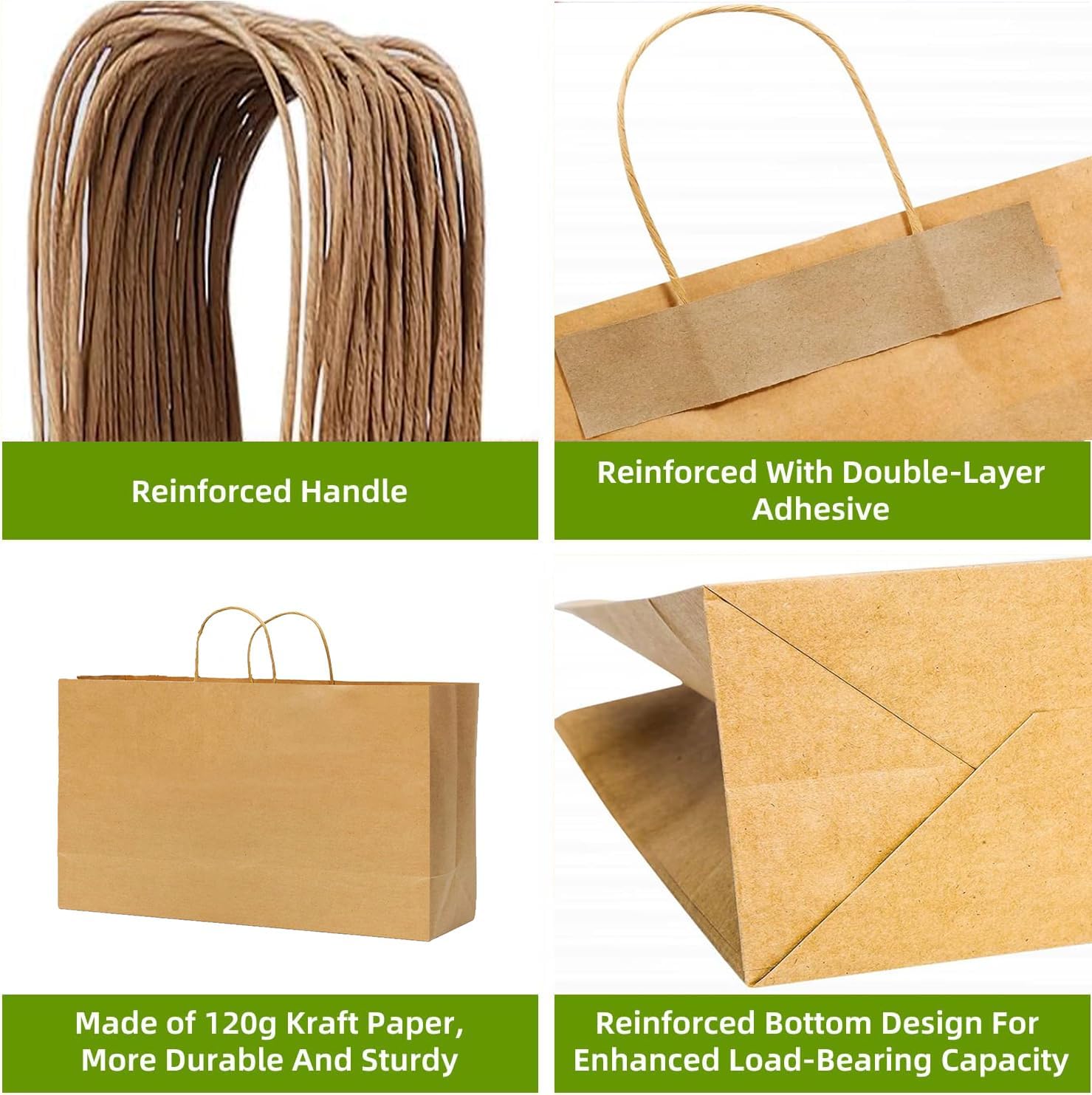 10PCS kraft paper bags,16x6x12 Inches,Large brown kraft paper bags with handles, Paper Bag, Shopping/Gift/Retail Bag