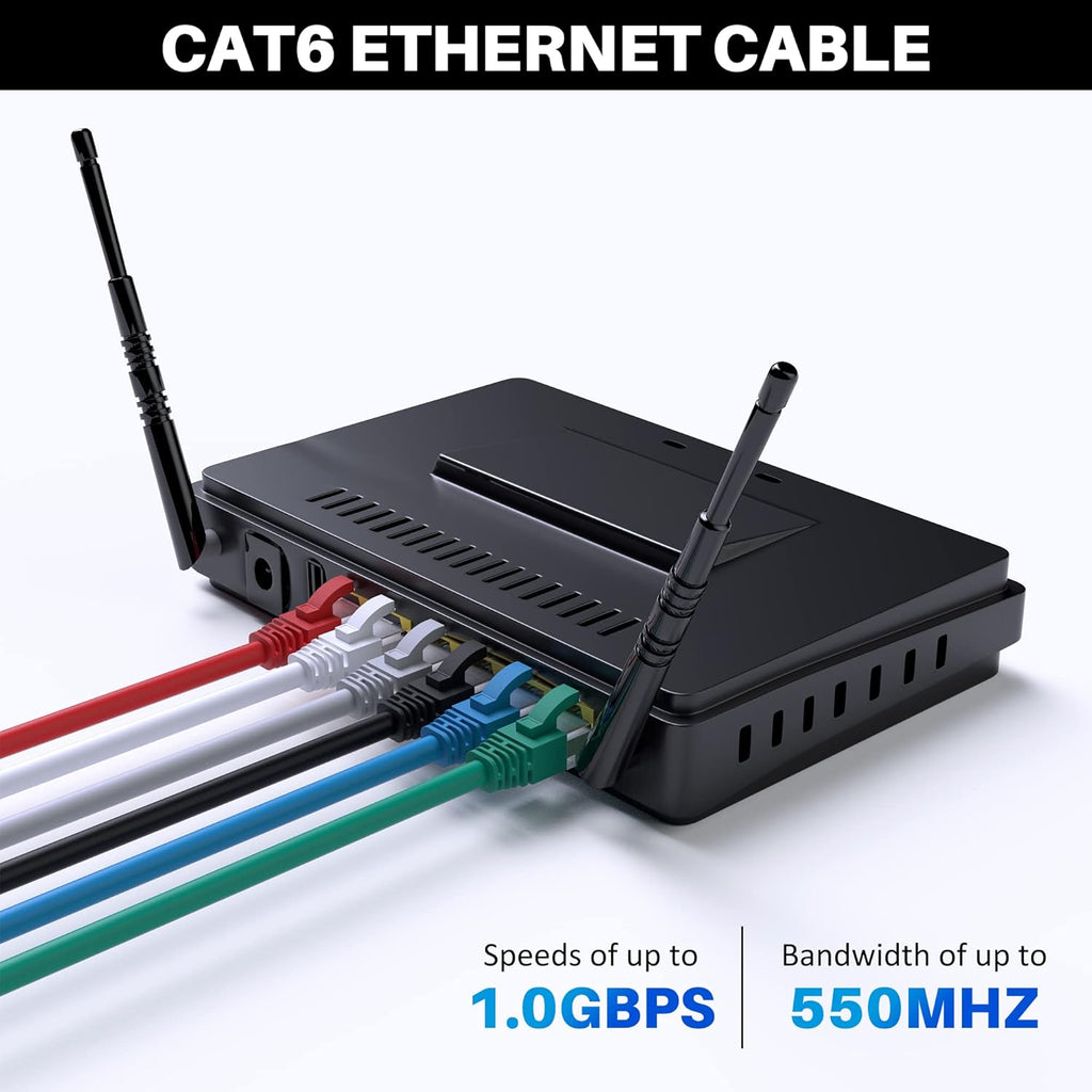 Cat 6 Ethernet Cable 50 FT, Long High Speed Cat6 Internet Cable, White Snagless Patch Cord, Flexible, Network, LAN