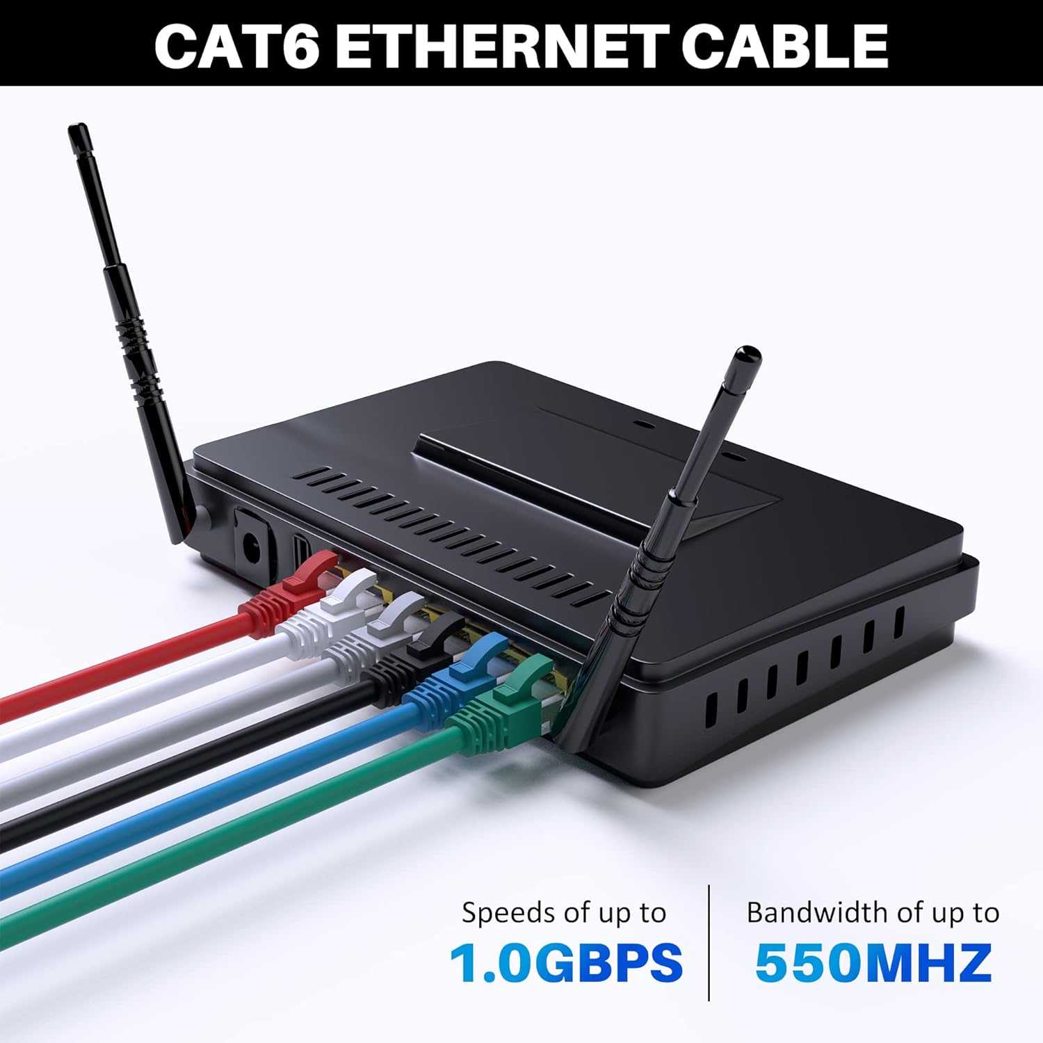 Cat 6 Ethernet Cable 50 FT, Long High Speed Cat6 Internet Cable, White Snagless Patch Cord, Flexible, Network, LAN