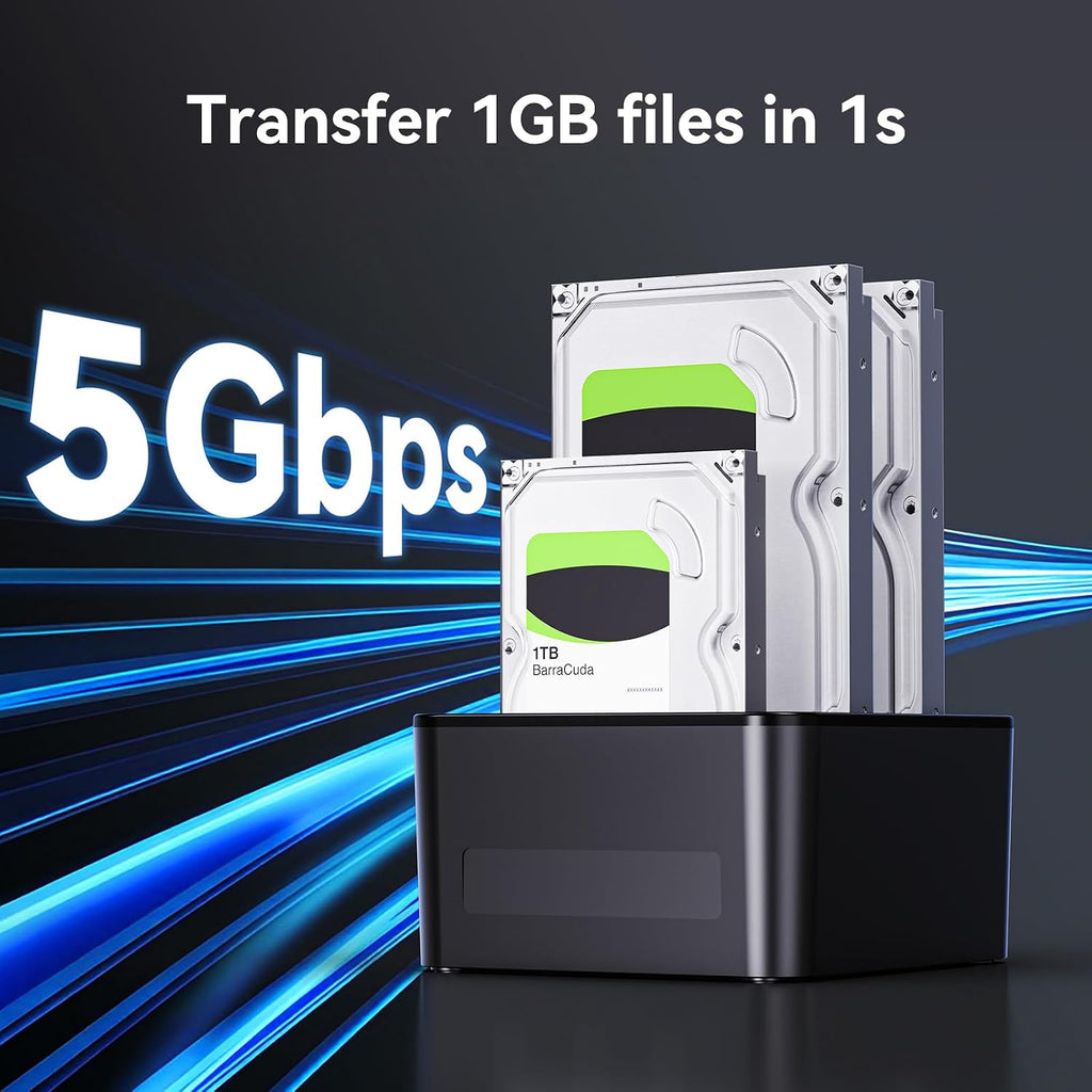 3 Bay Hard Drive Enclosure for 2.5“/3.5" SATA HDD/SSD with USB A/C 3.0, Hard Drive Enclosure Support Hot Swappable