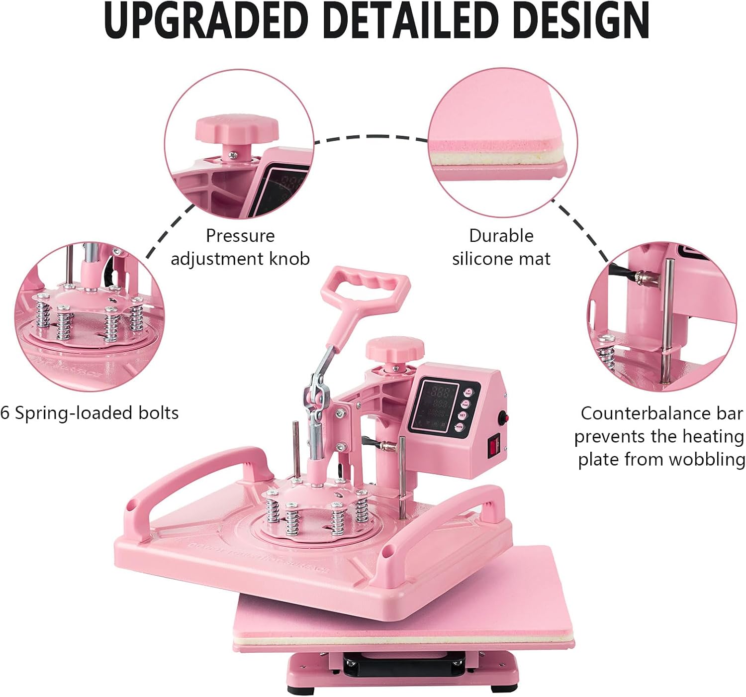 Heat Press 15x15 inch, Heat Press Machine for T-Shirts, 5 in 1 Heat Press Machine with 30 OZ Tumbler Press, Combo