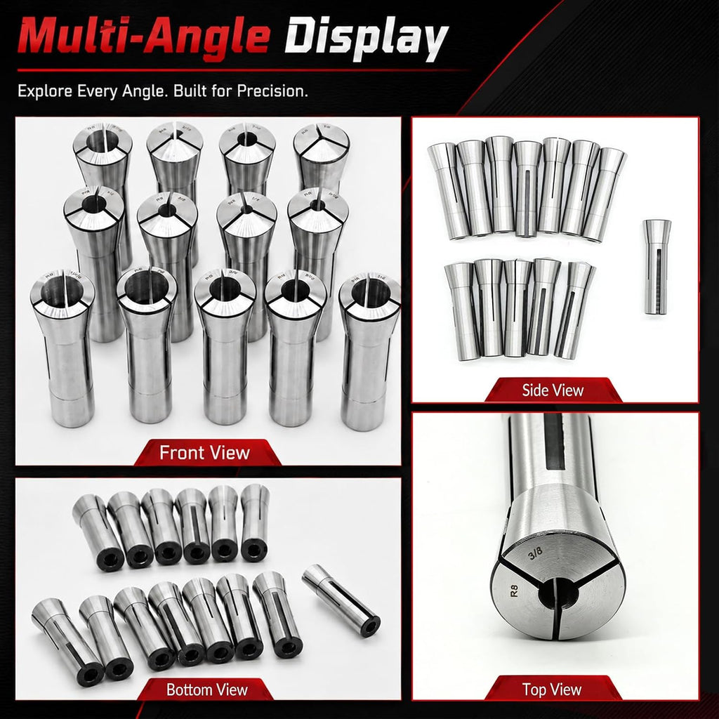Nakkaa 13Pcs R8 Collet Set 1/8" to 7/8" Compatible with Milling Machines
