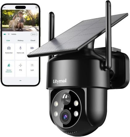 2K 2.4g WiFi Security Cameras Wireless Outdoor, 360° View Solar Cameras for Home Security, Color Night Vision, Motion