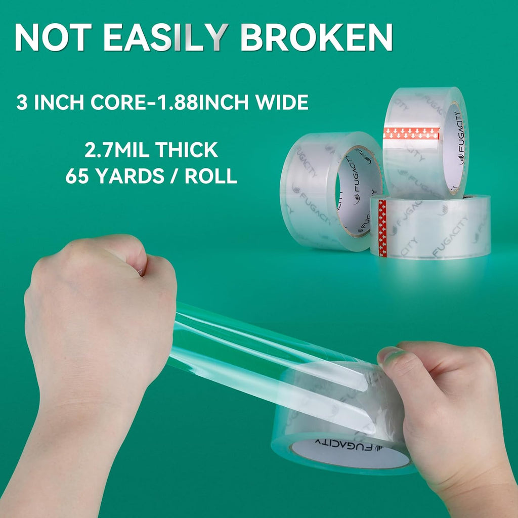 Clear Packing Tape Refills (6 Rolls),Heavy Duty Packaging Tape for Moving Sealing, Moving Supplies,2.7 Mil Thick