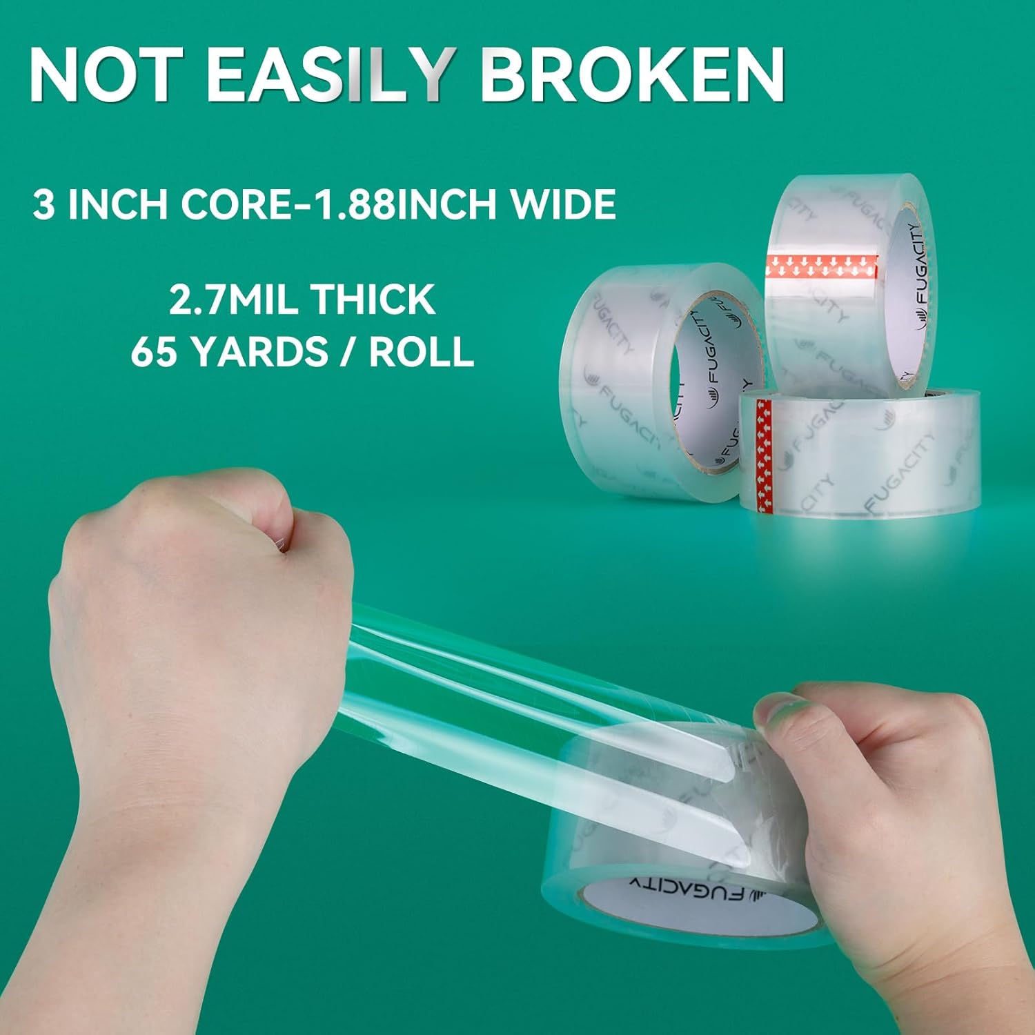 Clear Packing Tape Refills (6 Rolls),Heavy Duty Packaging Tape for Moving Sealing, Moving Supplies,2.7 Mil Thick