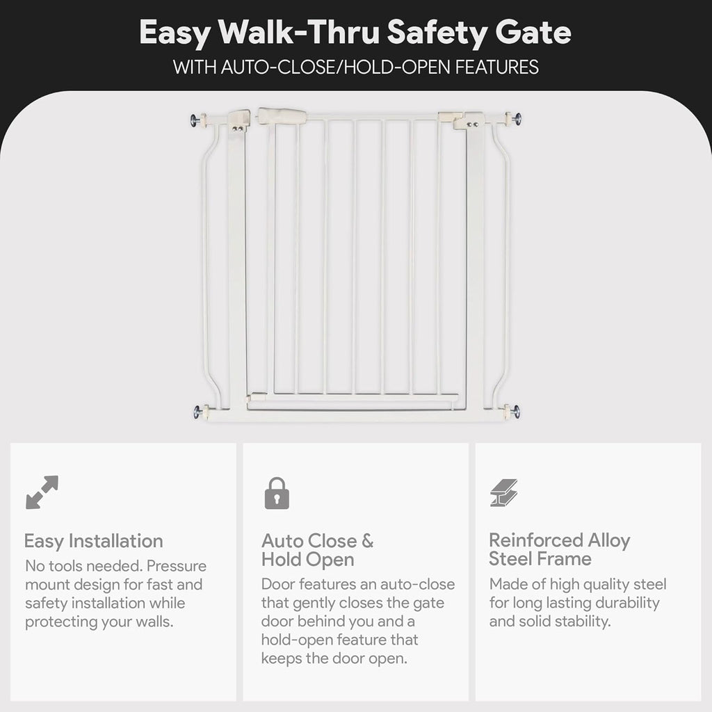 Easy Walk-Thru Baby and Pet Safety Gate