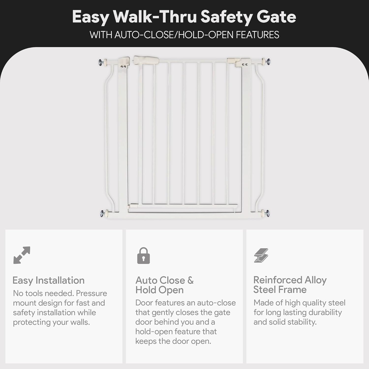 Easy Walk-Thru Baby and Pet Safety Gate