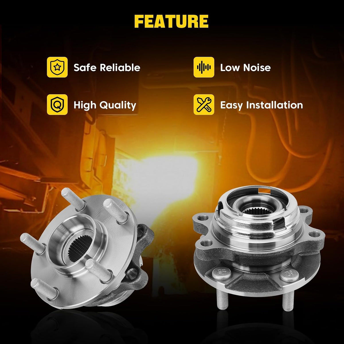513296 2PCS Front Wheel Hub and Bearing Assembly 5 Lug