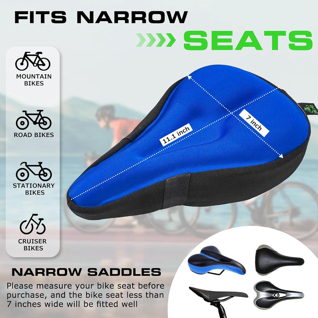 Zacro Bike Seat Cushion - Gel Padded Cover for Men Women Comfort, Extra Soft Exercise Bicycle Compatible with Peloton, Stationary or Cruiser Seats