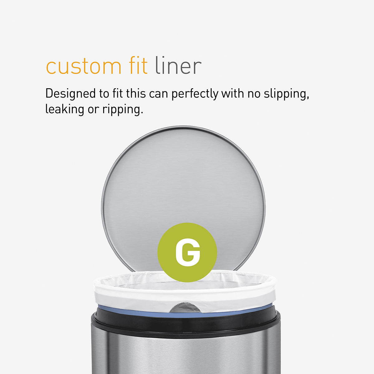 Code G 60 Count Custom Fit Liners, Drawstring Kitchen Trash Bags, One-by-One Mess-Free Dispense, Extra Thick & Double