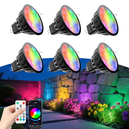 Upgraded Bluetooth MR16 RGBW Smart Bulb, 12V RGB MR16 LED Bulb Color Changing, CCT Tunable 2700K to 6500K, Dimmable