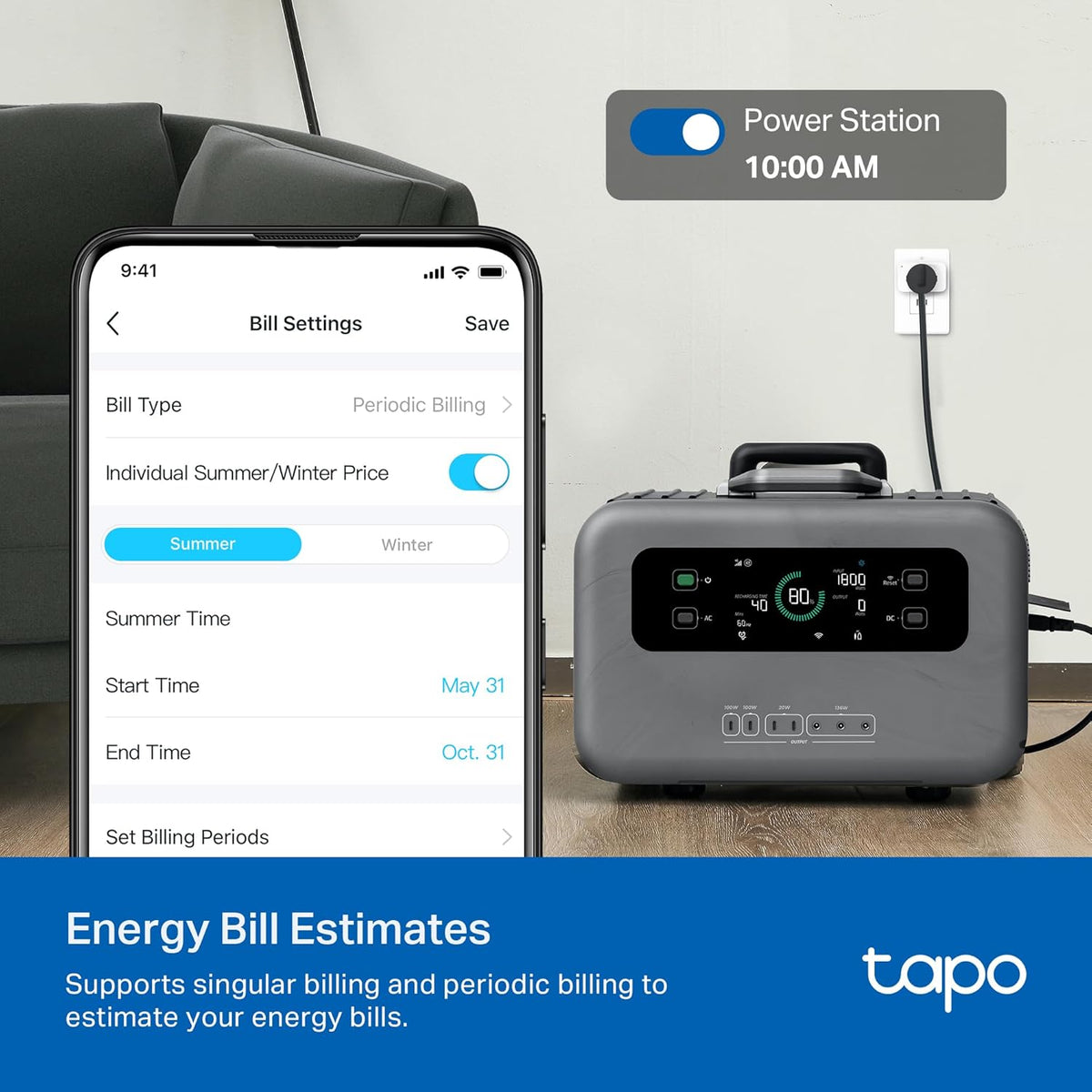 TP-Link Tapo Smart Plug Mini, Matter Compatible, Compatible with Alexa, Google Home & Samsung SmartThings, Energy
