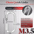 1.48IN Quick Link,Heavy Duty Locking Carabiner (12PCS,Silver)