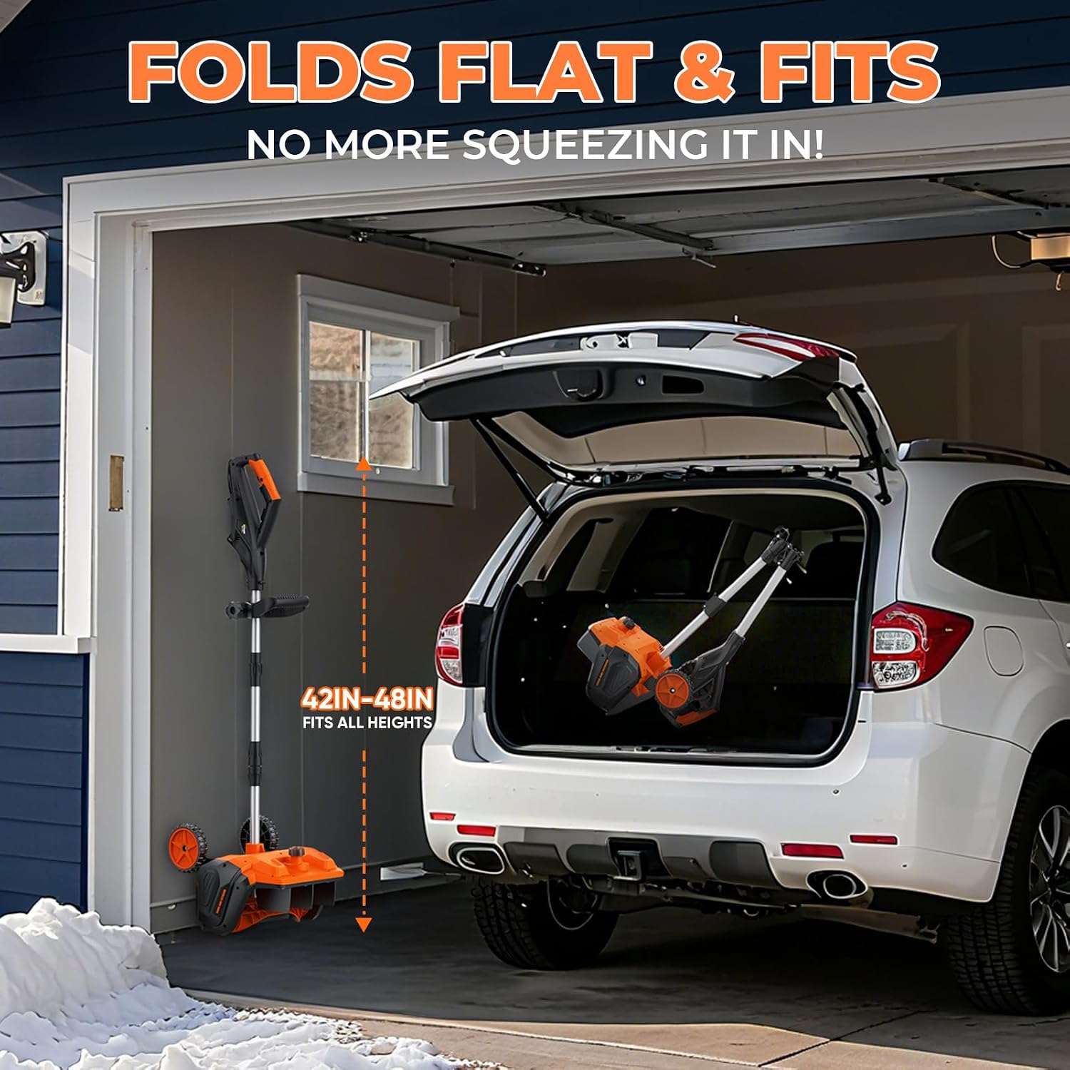 Cordless Snow Shovel, 3500W Battery Snow Blower with Dual 6.0Ah Anti-Freeze Batteries & Base Plate, 25.6Ft Throw