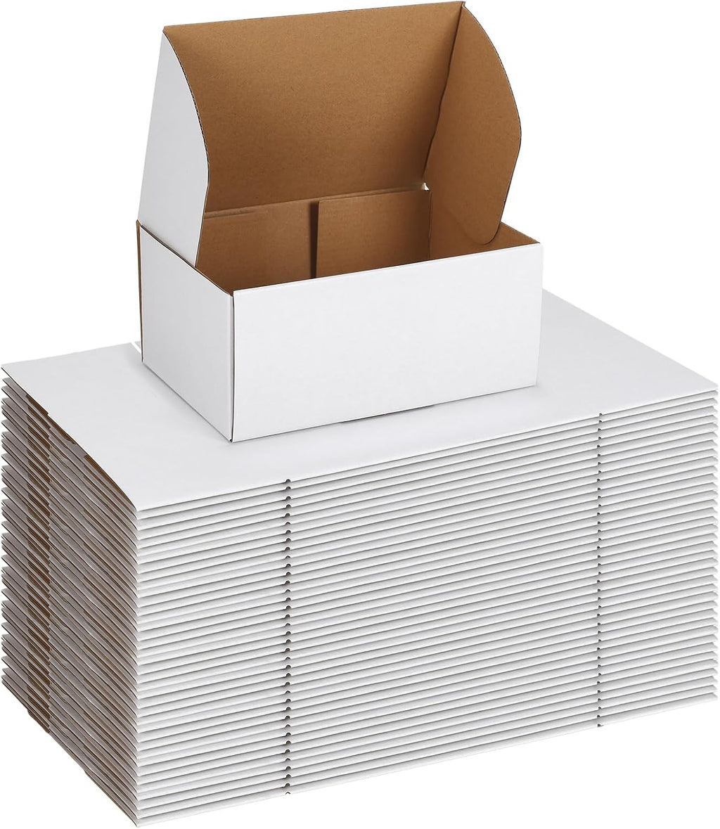 9x6x4 White Shipping Boxes, 25 Pack Corrugated Mailer Boxes for Small Business Packaging, Quick Fold Cardboard Mailer