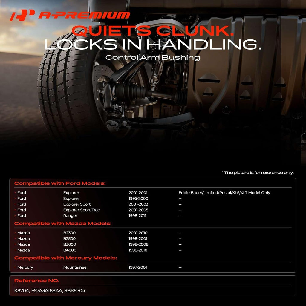 A-Premium Front Upper Control Arm Bushing Kit - Sturdy Rubber