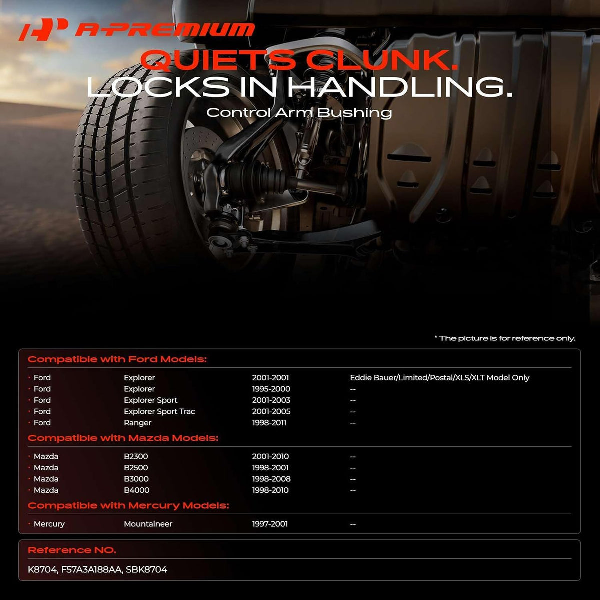 A-Premium Front Upper Control Arm Bushing Kit - Sturdy Rubber