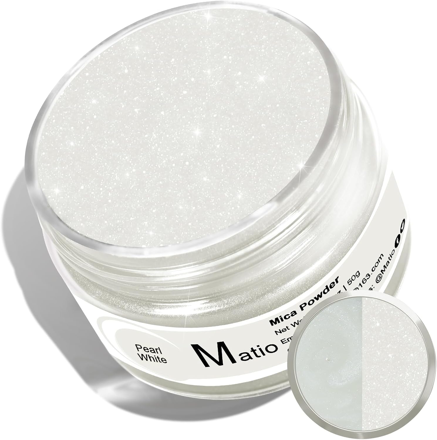 Pearl White Mica Powder, 1.8oz/ 50g Pearlescent Effect Mica Powder | Natural Color Pigment for Soap Making, Bath