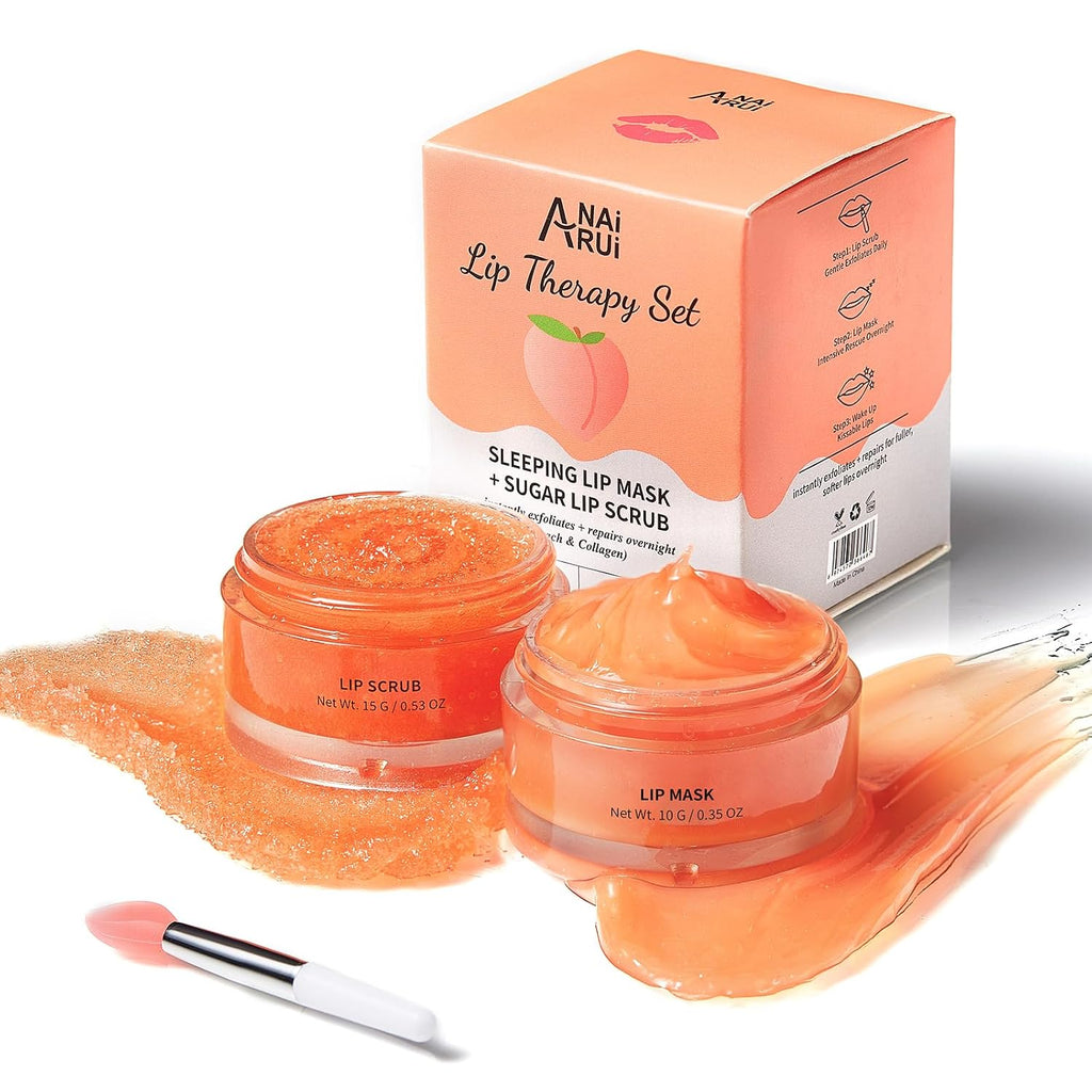 Lip Scrub & Lip Mask Set, Peach