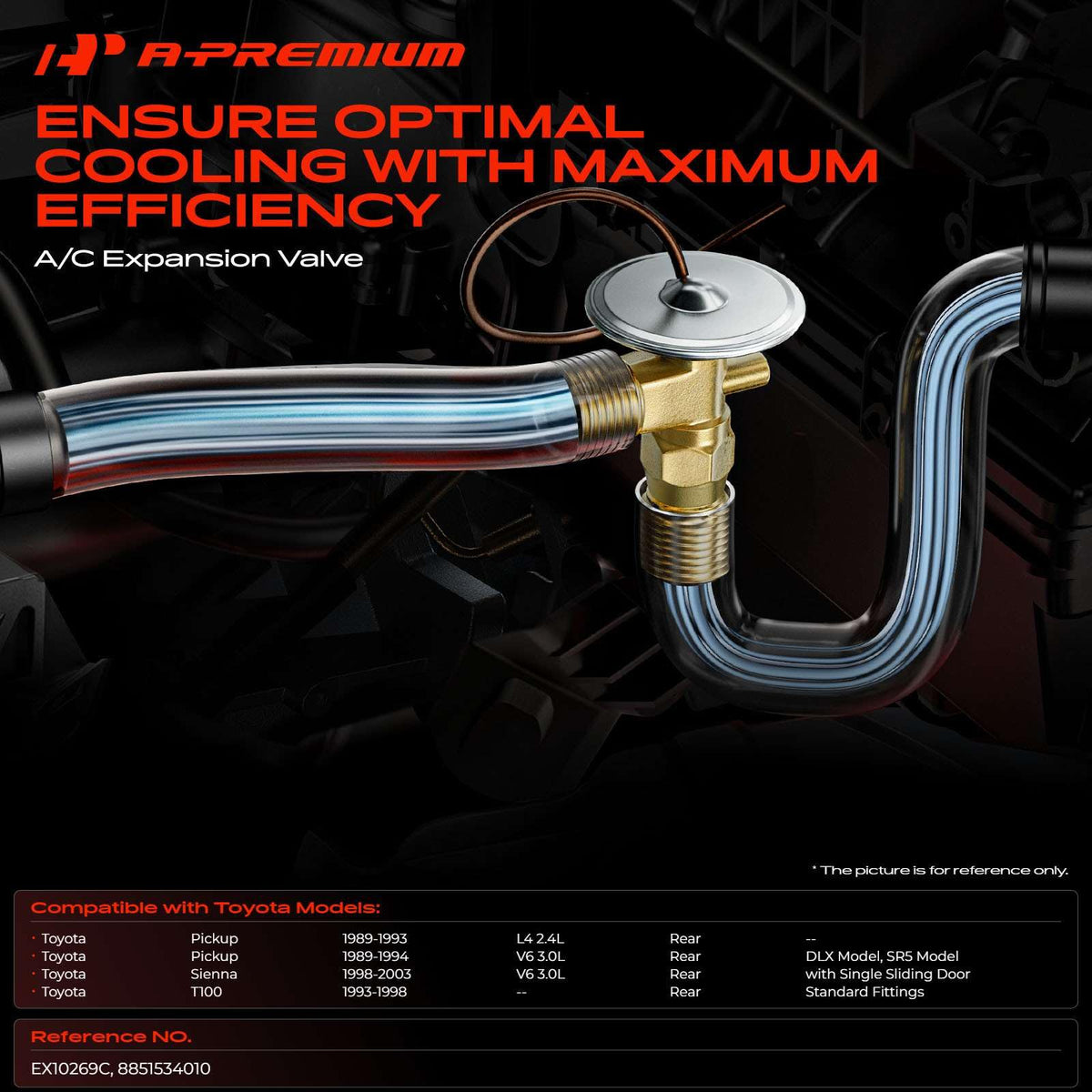 A-Premium Rear AC Expansion Valve Compatible with Toyota