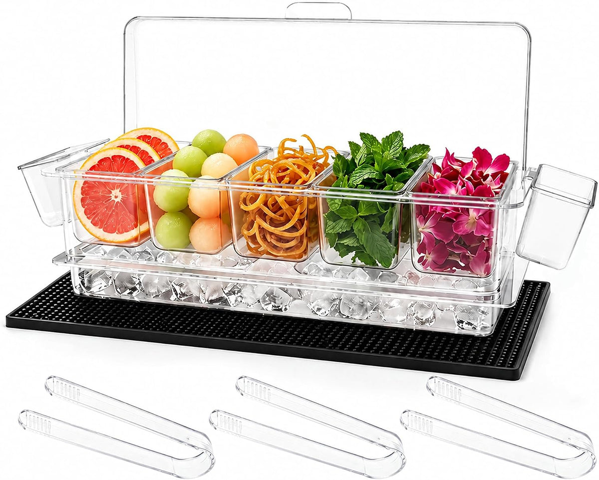 Chilled Bar Garnish Caddy with Ice Base