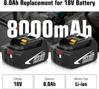 2Pack 8000mAh BL1860B Battery Replacement for Makita 18V Battery Lithium