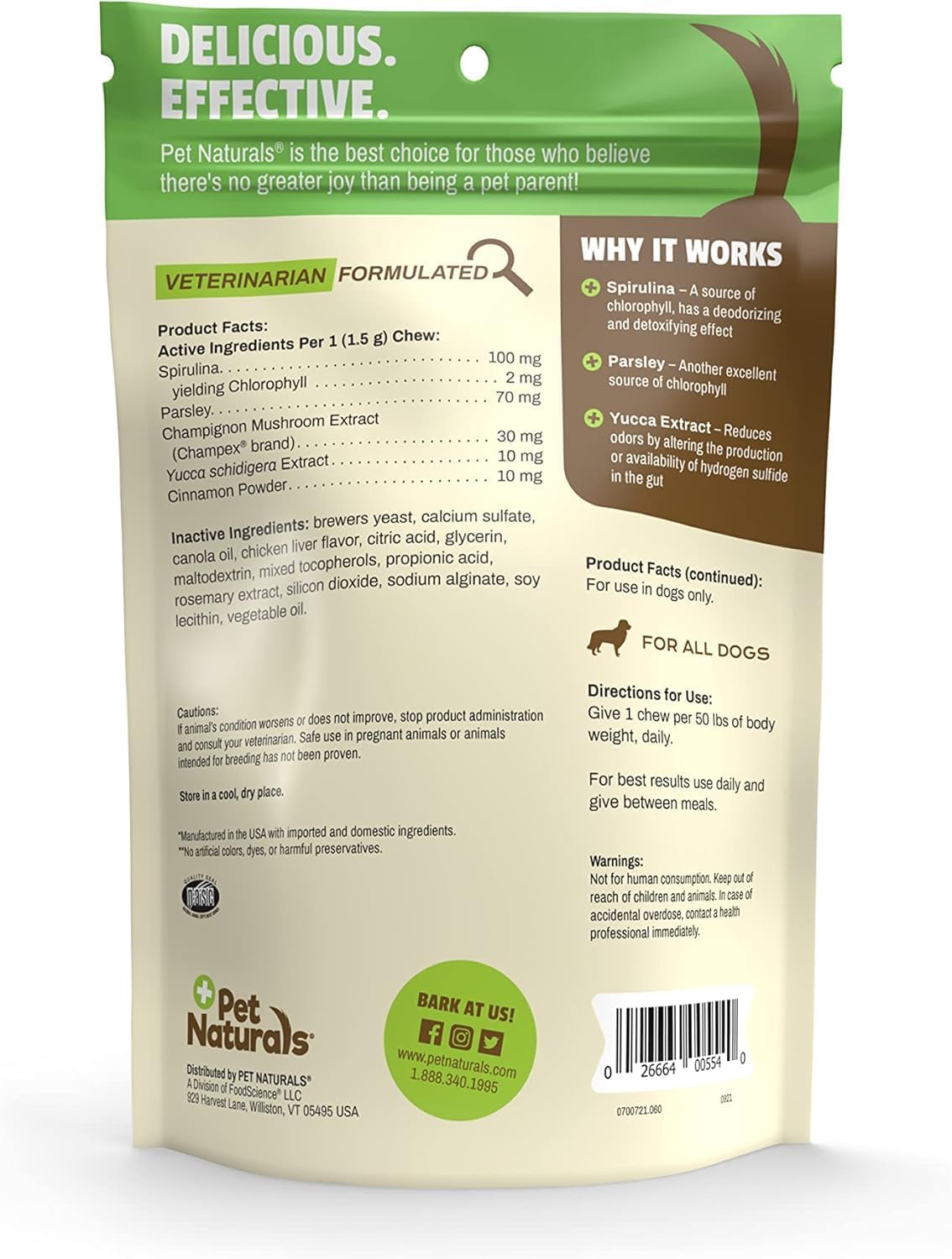 Breath Bites for Dogs – Breath Freshener Chews, Spirulina, Parsley, and Mushroom Extract, Fights Bad Breath in Small