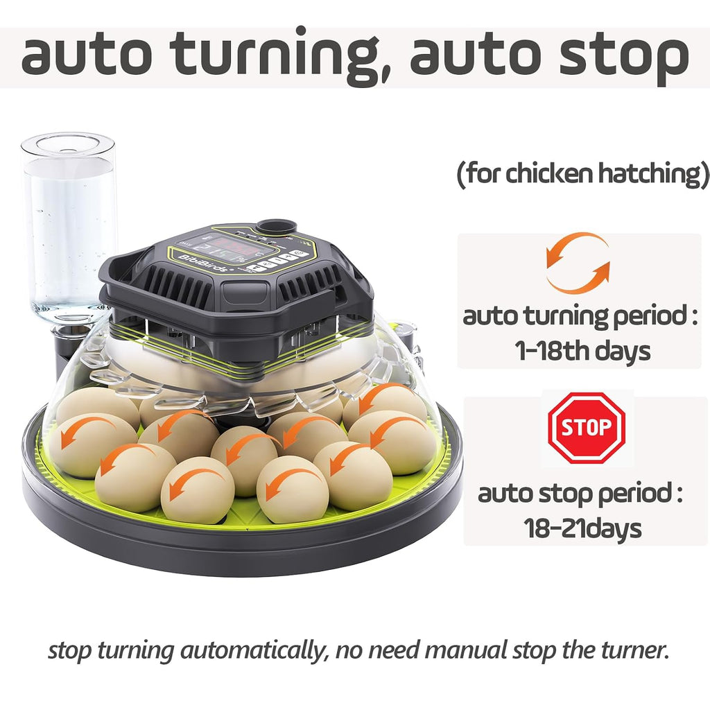 Egg Incubator with Auto Egg Turner and Lock 3Days Before Hatch,Temperature and Humidity Automatic Control with Day