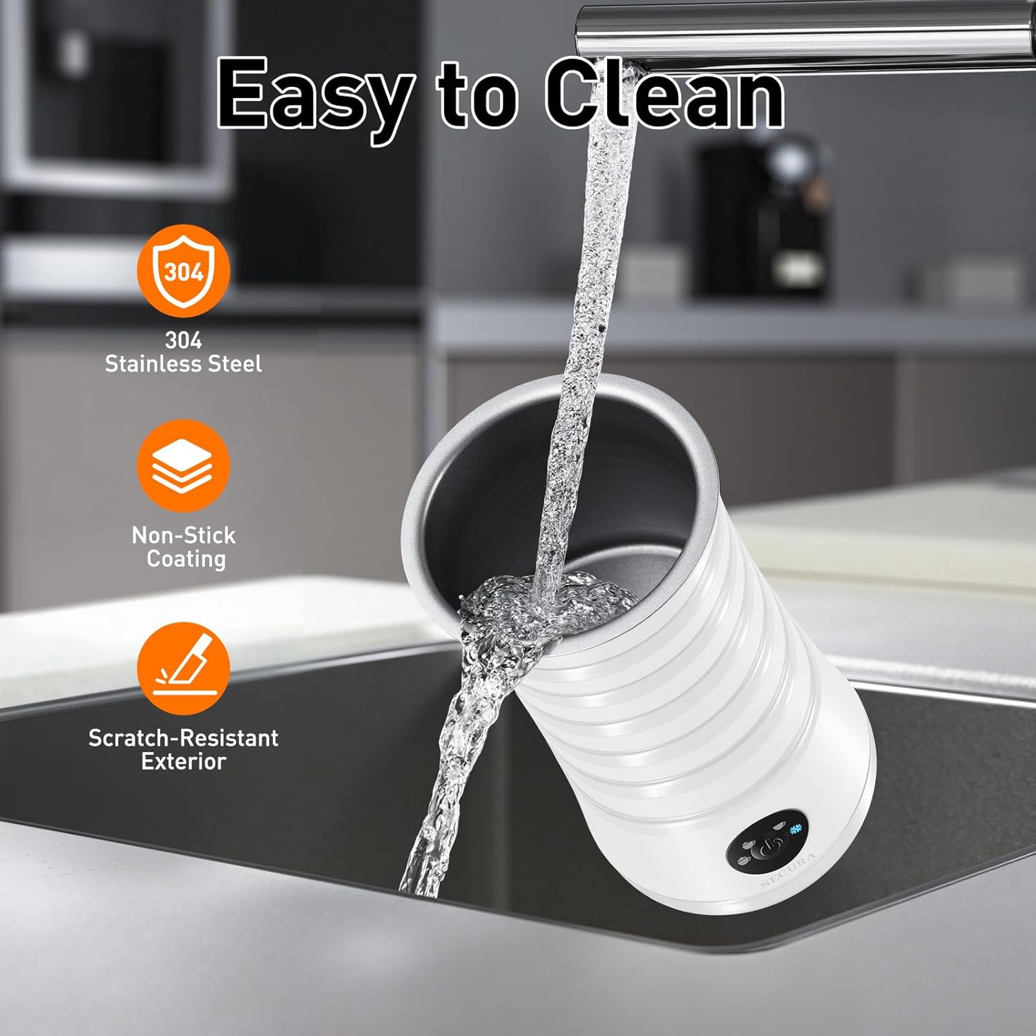 Electric Milk Frother, Automatic Milk Steamer, 4-IN-1 Hot & Cold Foam Maker-8.4oz/240ml Milk Warmer for Latte