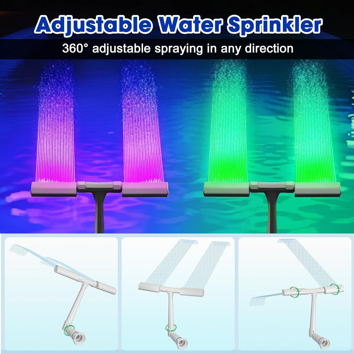 Pool Fountain for Above and Inground Pools, APP Smart Control Pool Lights with 16 Color LED Lights, Waterfall