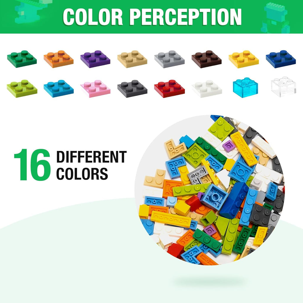 1600 Pieces Building Bricks, Building Bulk Block with 2 Packs 24x24 Studs Sticky Plate and 46PCS Wheel Accessory