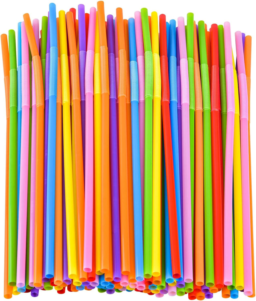 100PCS Flexible Plastic Straws