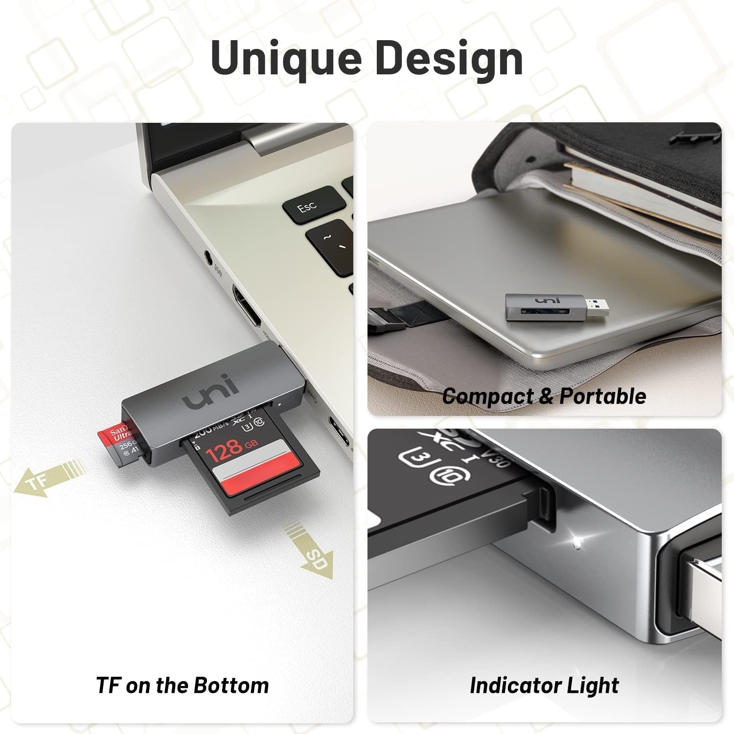 SD Card Reader, USB 3.0 SD Card Adapter High-Speed for SD/Micro SD/TF | Micro SD Memory Card Reader, Support