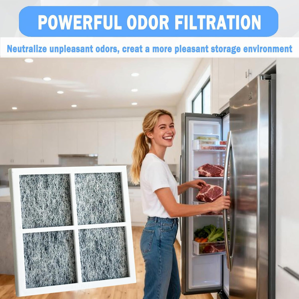 3 Pcs Refrigerator Air Filter for LG LRFVC2406S, LRMVC2306S, LFXS28596D