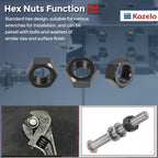 Kozelo 20pcs Hex Nuts 3/8"-24 Carbon Steel Fine Thread Black