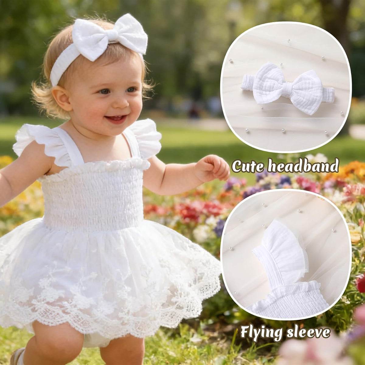 Baby Girl Tulle Romper Dress Infant Sleeveless Ruffle Bodysuit Tutu Skirt Toddler Summer Clothes with Headband
