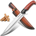 Hunting Knife with Leather Sheath, Full Tang Fixed Blade Knife | Survival Knife with Wood Handle for Outdoor