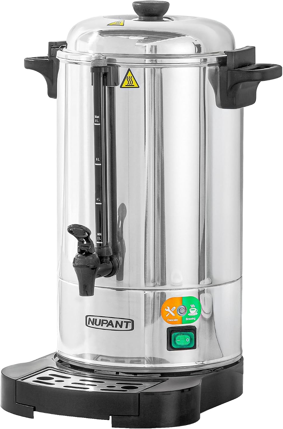 Commercial Coffee Urn 50 Cup/8L Coffee Dispenser with Upgraded Percolator, Double Wall 304 Stainless Steel Hot Water