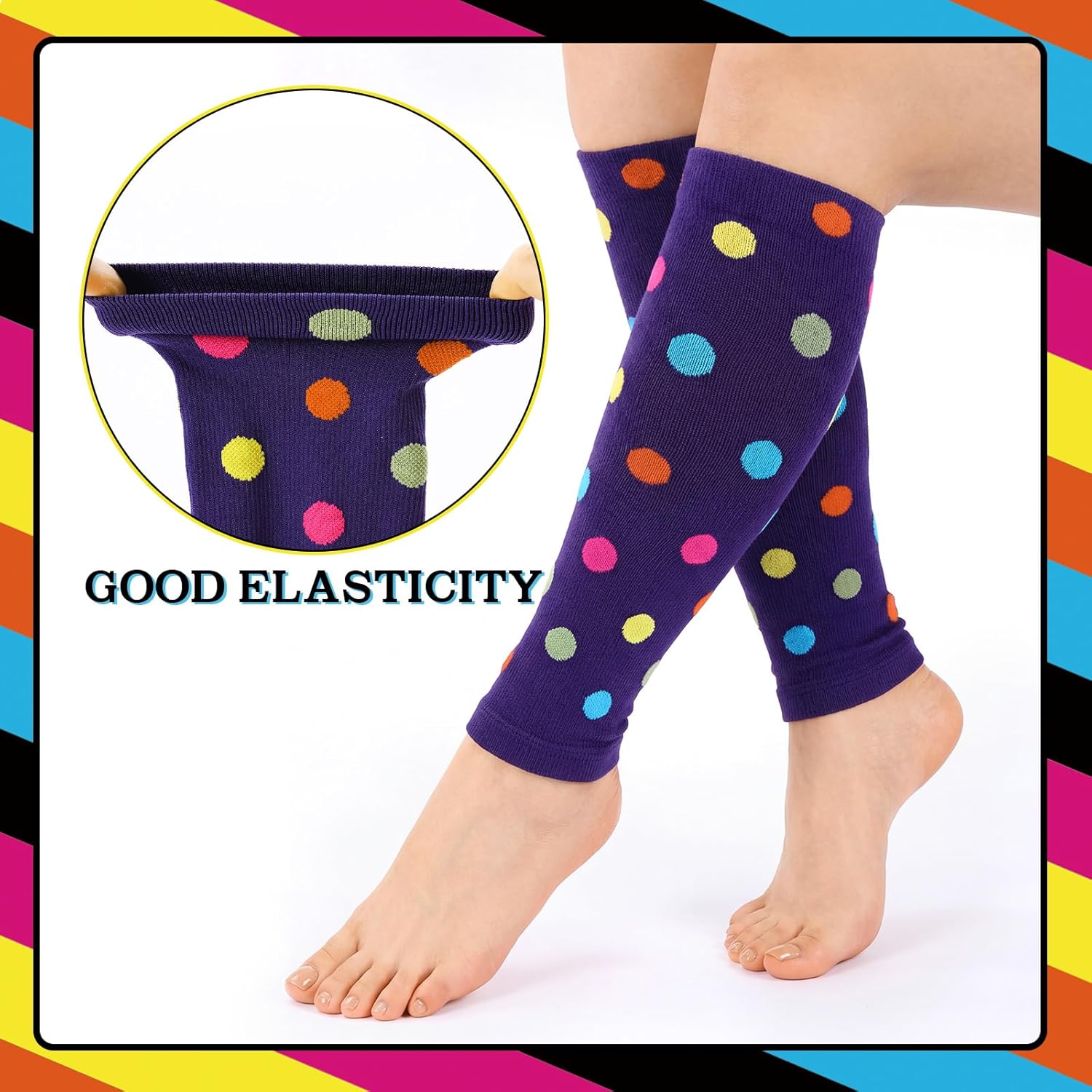 5 Pairs Calf Compression Sleeve Women Footless Compression Socks Support Elastic Leg Sleeve for Runners Nurse
