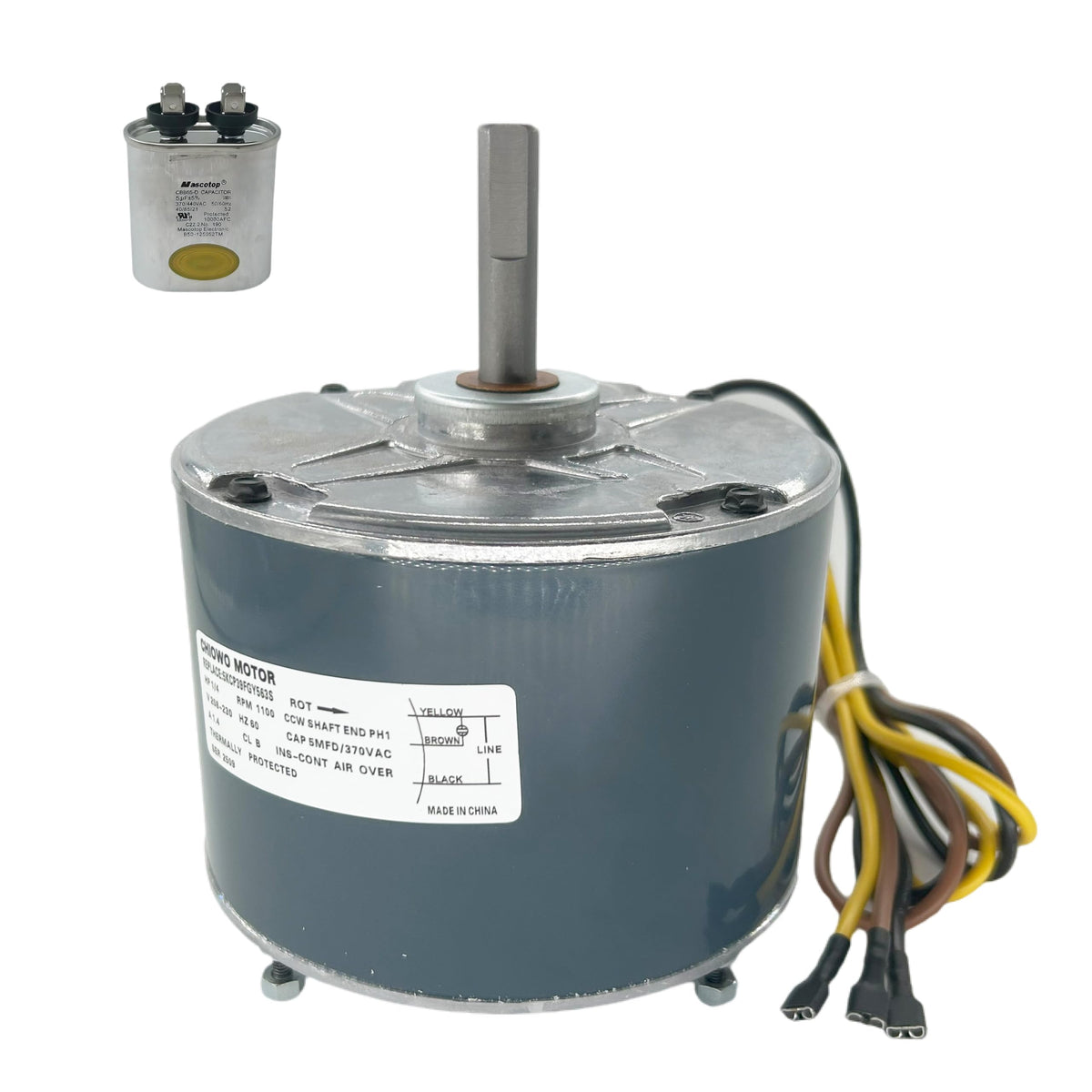 CHIOWO 5KCP39FGY563S Condenser Fan Motor 1/4HP, 208-230V, 1.4A, 1100RPM