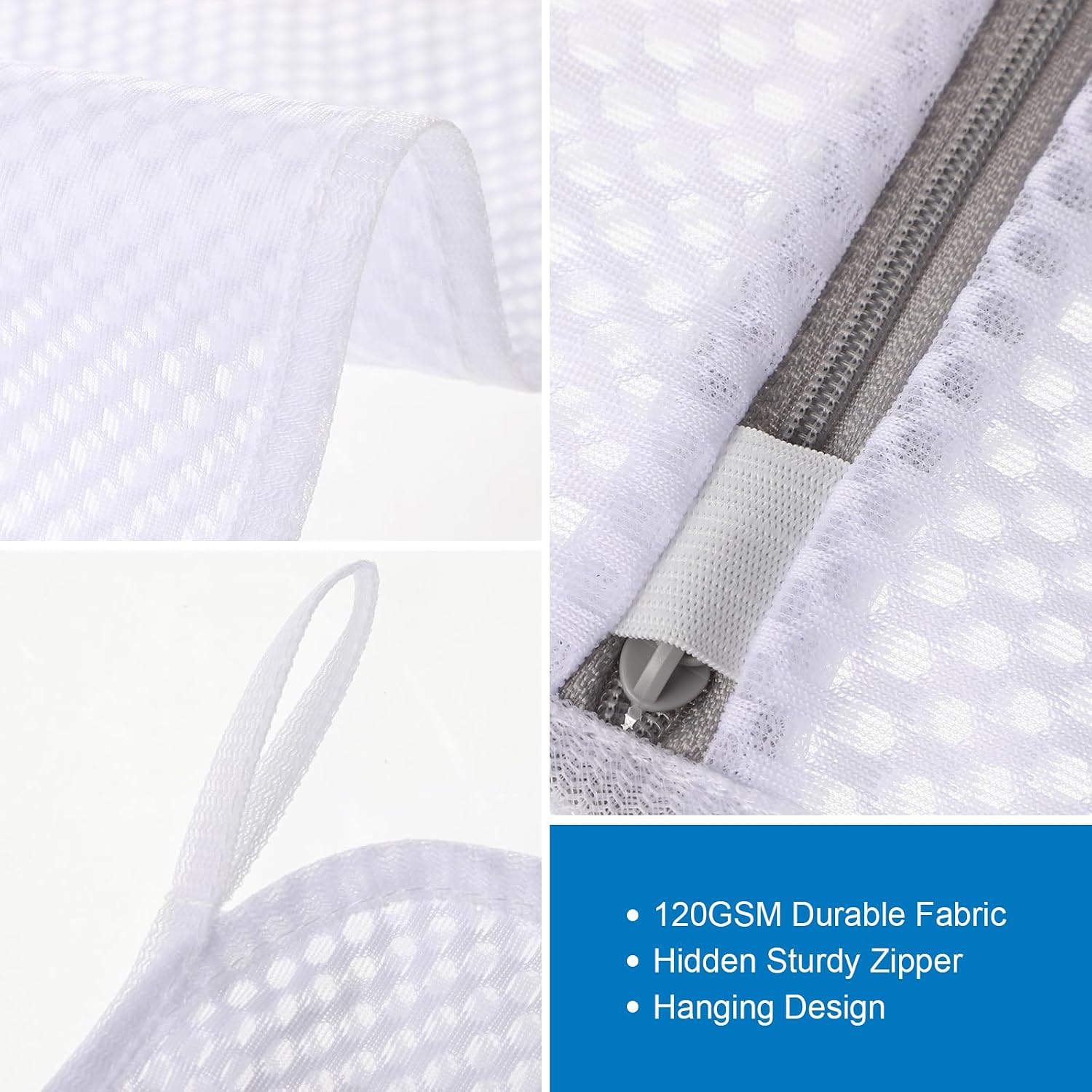 6-Pack Durable Honeycomb Mesh Laundry Bags for Delicates, 12 x 16 Inches | 120gsm Honeycomb Mesh, Sturdy Zipper
